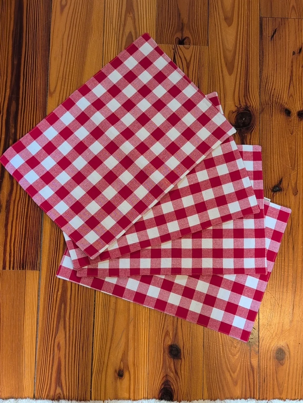 Red Buffalo Check Cotton Placemats Set of 4 Made In India Cottagecore Americana